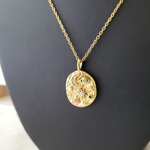 Evil Eye Celestial Skies Stainless Steel Necklace - Gold - Picture 2 of 8